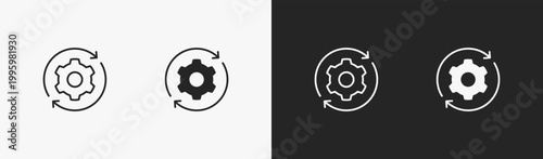Set of Process icon in black and white collection