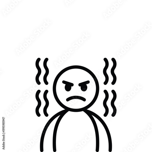 Frustrated person experiencing heat stress and discomfort in a stressful situation