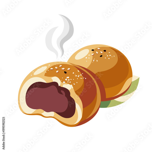 Steaming chocolate filled buns rendered in warm bakery tones celebrate comforting sweetness glossy crust and soft pastry indulgence through a charming minimal food portrait