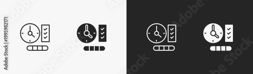 Set of Scheduling icon in black and white collection