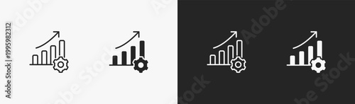 Set of Optimization icon in black and white collection