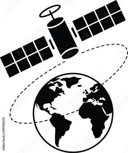 Satellite orbiting the planet Earth represents global telecommunications and advanced space technology infrastructure.