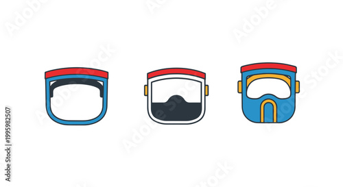 Cryogenic Face Shield Line art modern abstract colorful illustration