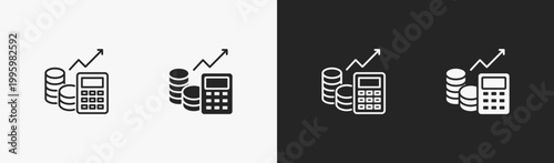 Set of Cost icon in black and white collection