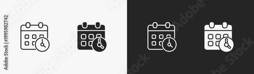Set of Scheduling icon in black and white collection