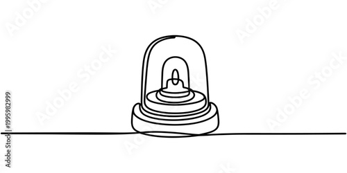 Warning alarm siren icon continuous one line art single drawing on white background minimalist emergency alert safety and caution danger sign symbol outline vector illustration