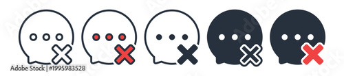 Chat Decline Icon. Message Failure. Vector Illustration