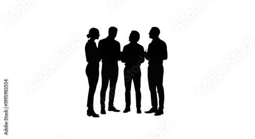 Schilderij op canvas Four people standing and talking together isolated on transparent background, Ve