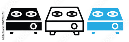 Colorful cartoonish nightstand icons in black, White and blue for home decor and furniture concepts