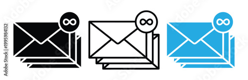 Email icons with infinity symbol for limitless communication concept