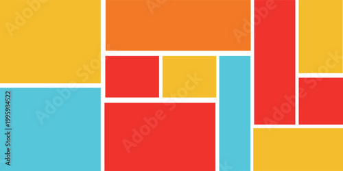 A visually engaging abstract composition featuring a dynamic arrangement of rectangular shapes with softly rounded corners, creating a vibrant mosaic effect.