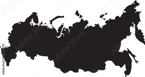 Black silhouette map of russia country borders