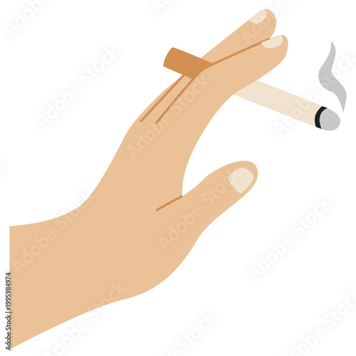 Cigarette Held in Hand With Smoke, Smoking Activity Concept Showing Habit and Addiction Illustration