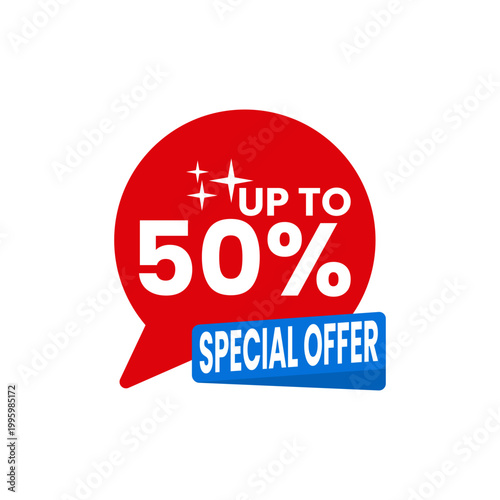 Special Offer Up to 50 Percent Off Sale Discount Badge Icon