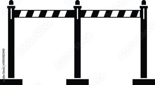 Construction Safety Barrier Silhouette Isolated on White Background