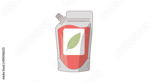 Pouch of juice with leaf on label