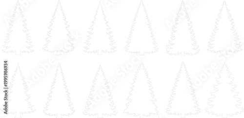 Pine Tree Silhouette Vector Set with Various Sizes of Evergreen Spruce Trees for Christmas, Winter, and Nature Theme Designs