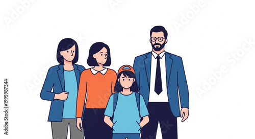 A Diverse Family Poses Together Smiling Happily.