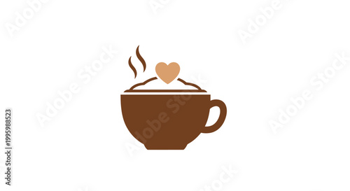 Brown Coffee Cup with Heart Design.
