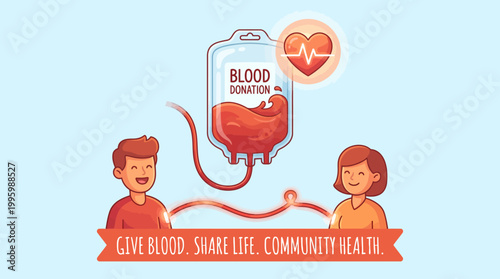 Vibrant Animated Vector Promoting Blood Donation, Highlighting the Noble Act of Sharing Life and Vital Contributions to Community Health and Well-Being