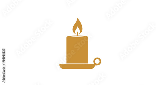 Burning candle on a plate.