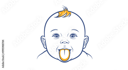 Crying baby with open mouth expression.