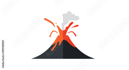Erupting Volcano Mountain with Lava.