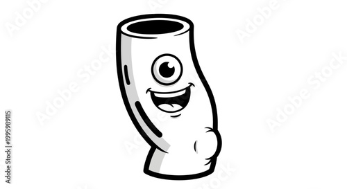 Happy macaroni cartoon character illustration.