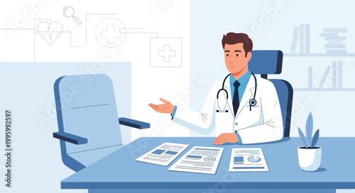 Doctor consulting patient in office, medical consultation, healthcare, doctor's appointment, medical advice