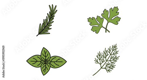 Fresh Herb Garnish Line art modern blended abstract color vector