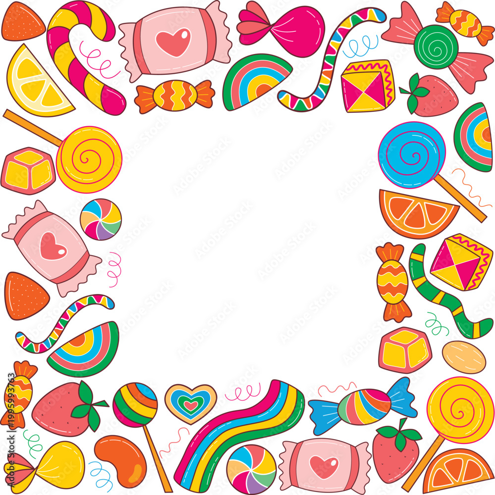 Obraz premium Square frame of candies and sweets
