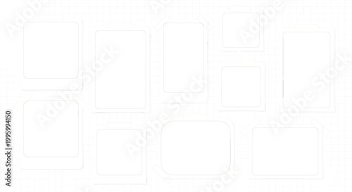 Rounded Rectangle Frame and Border Icon Set in Various Sizes and Orientations for UI, App, Card, and Layout Design Elements