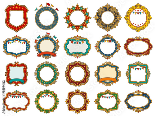 A collection of ornate picture frames on display for decoration purposes indoors