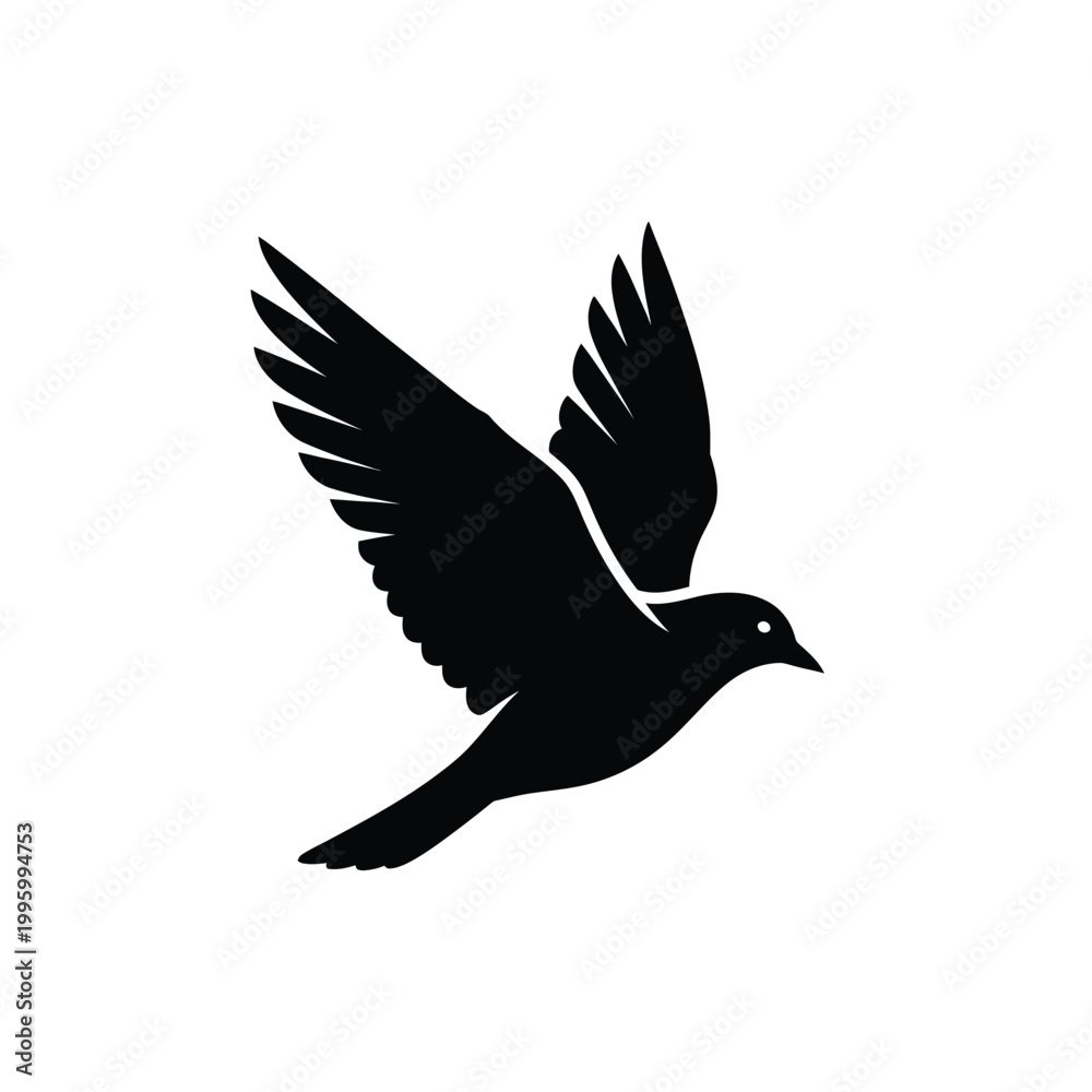 Obraz premium Black Bird in Flight Silhouette.