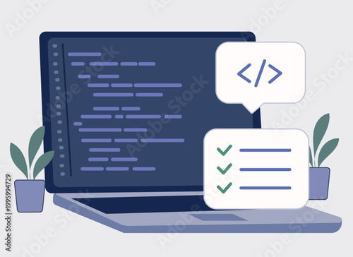 AI Technology on Laptop – Artificial Intelligence Interface Illustration