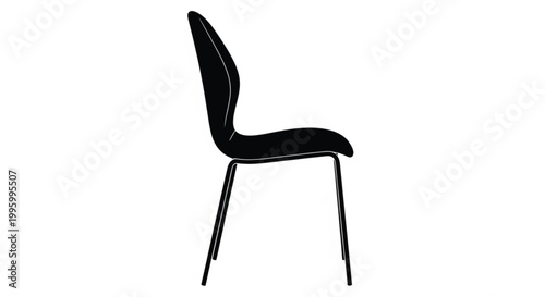 Modern chair silhouette side view isolated on white background minimal black furniture vector icon for interior design and home decor use