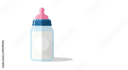 Baby bottle with pink nipple.