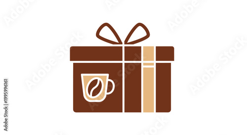 Brown gift box with coffee cup.