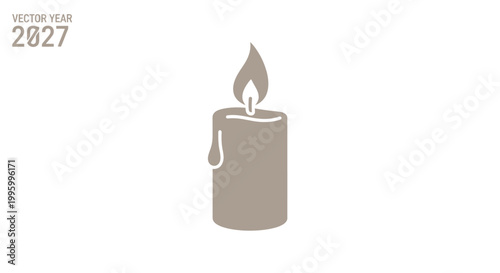 Burning candle with a flame.