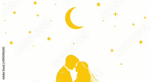 Couple Kissing Under Starry Night.