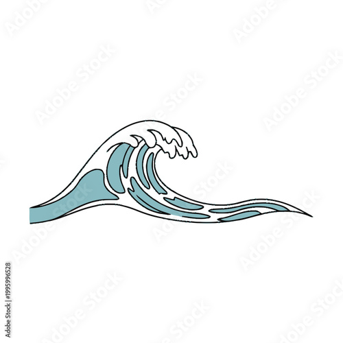 Large Ocean Wave Crashing Water.