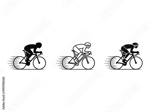Cyclist silhouette racing on road bike with motion speed lines fast competition athlete cycling sprint exercise health marathon.