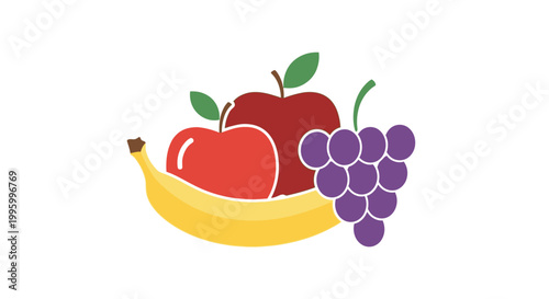 Fresh Fruit Illustration with Apple Banana.