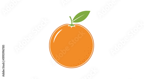 Fresh orange fruit with green leaf.