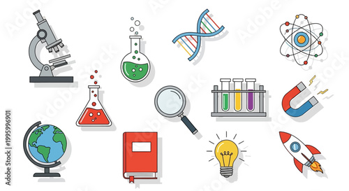 Science Education Icons and Symbols.