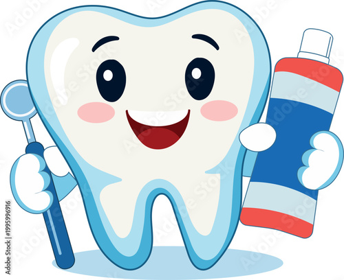 Tooth and Toothpaste Illustration – Dental Care and Oral Hygiene Concept