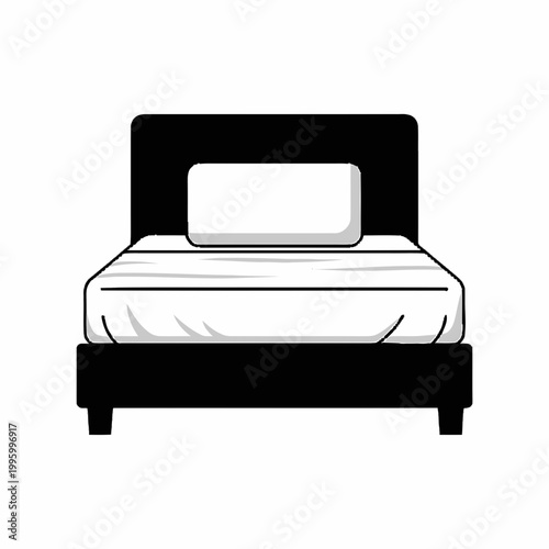 Modern Bed with Pillow and Frame.
