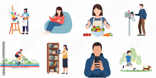 Canvas Print Diverse Collection of People Engaged in Various Recreational and Daily Activitie