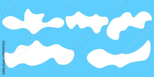 Collection of six flat, white liquid splash frames