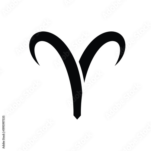 Black Aries Zodiac Symbol.